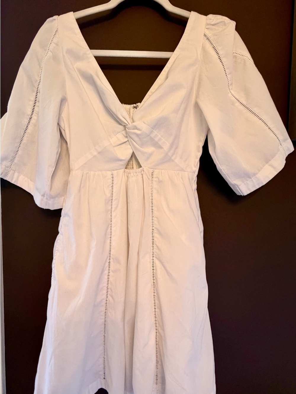 Abercrombie & Fitch White Knot-Front Midi Dress